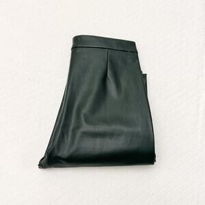 Zara Olive Leather Motorcycle Pants Faux Leather Size M NWT